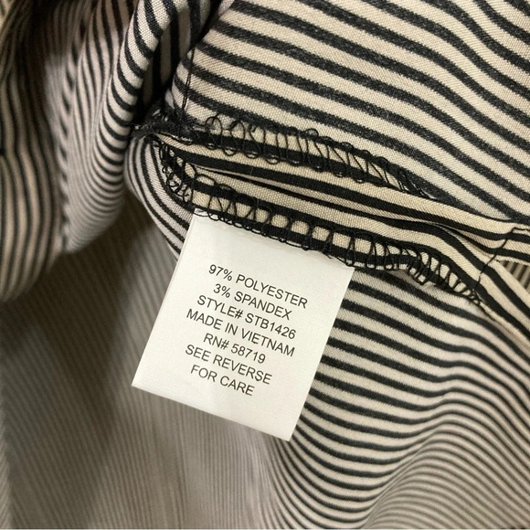New Notations Black Tan Striped Office Career Long Sleeve Button Down Large - Picture 7 of 12